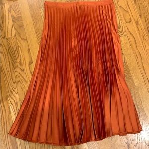 Topshop orange pleated skirt